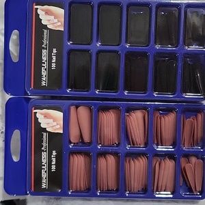 100 Nail Tips PINK and BLACK